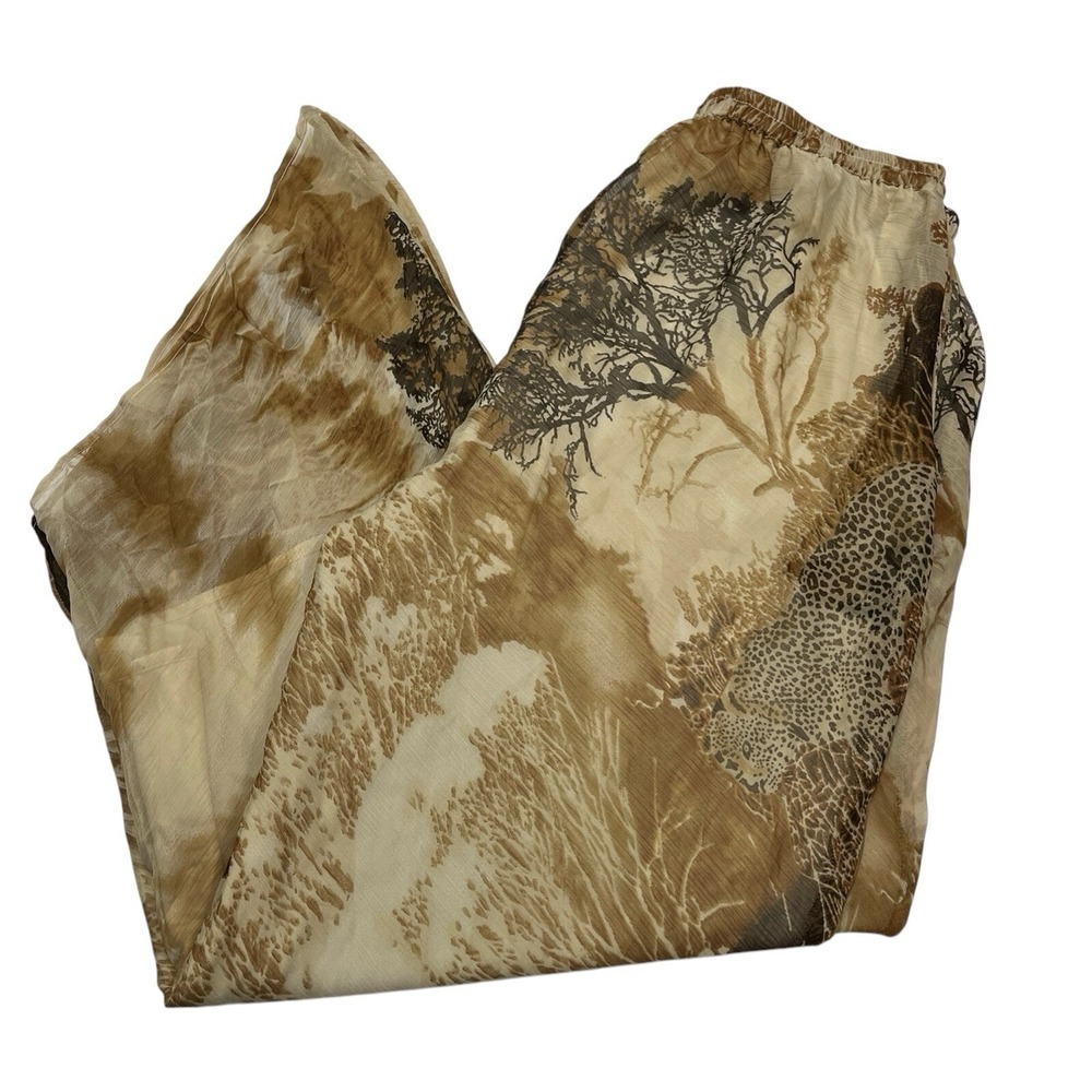 Molato Pants Womens 1X Jungle Safari Chiffon Overlay Lined Asymmetrical Wide Leg